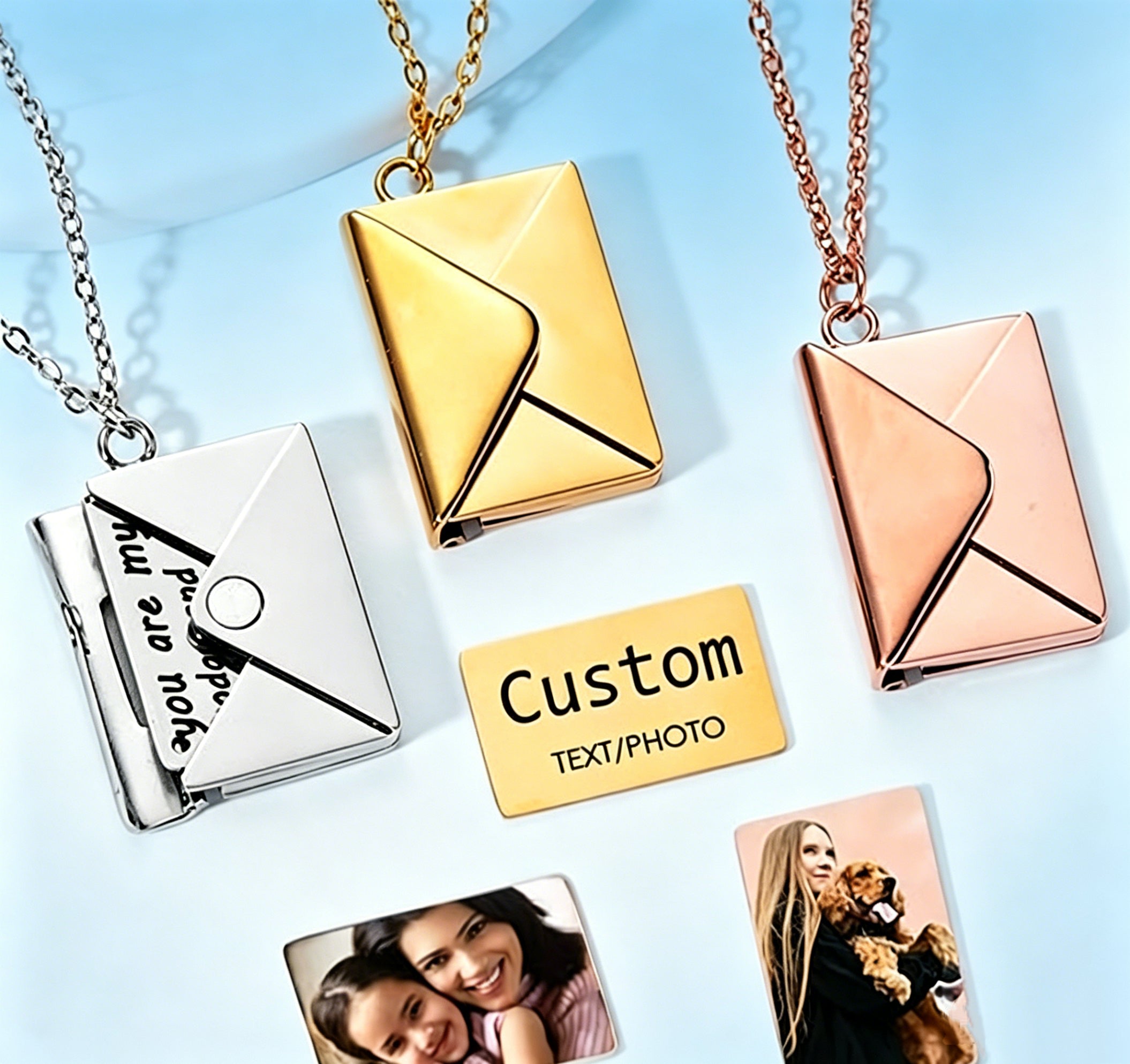 Custom Envelope Necklace With Secret Message Letter Necklace Envelope Name Locket Couple Jewelry Best Friend Gift