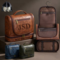 Personalized Hanging Travel Toiletry Bag PU Leather Waterproof Shaving Bag for Men and Women for Accessories Shampoo Full-size Container Toiletries for Groomsmen Husband