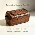 Custom Engraved Leather Dopp Kit | A Meaningful Gift for Him