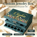 Custom Flower & Name Velvet Jewelry Case | Thoughtful Gift for Birthday, Wedding & Bridal Shower