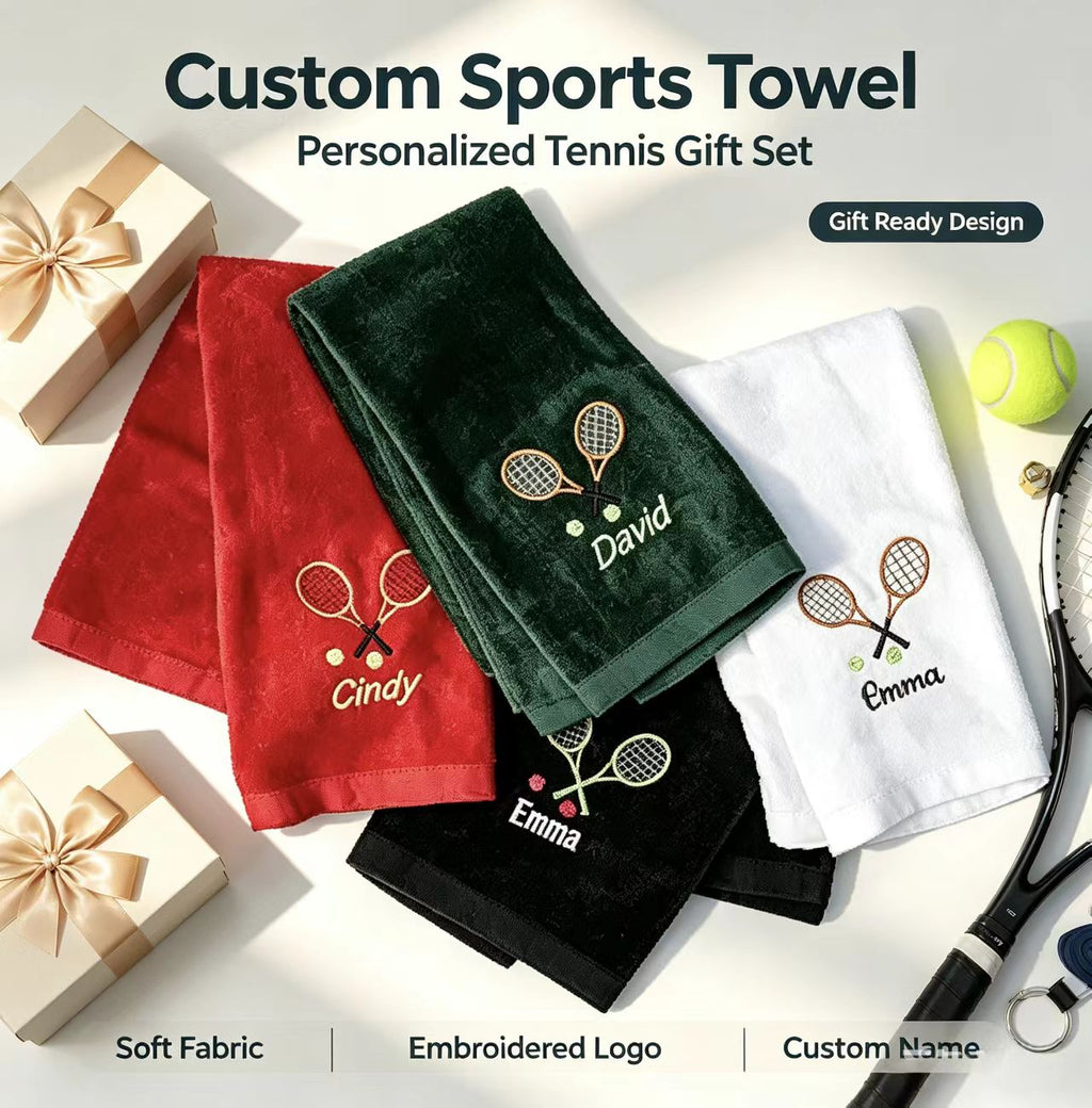 Custom Name & Logo Tennis Towel 16×24 Inch | Thoughtful Sports Gift for Men & Women