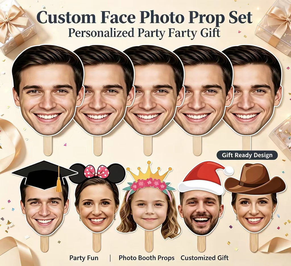 Personalized Big‑Head Cutouts On A Stick | Fun Party Photo Prop for Birthdays & Graduations