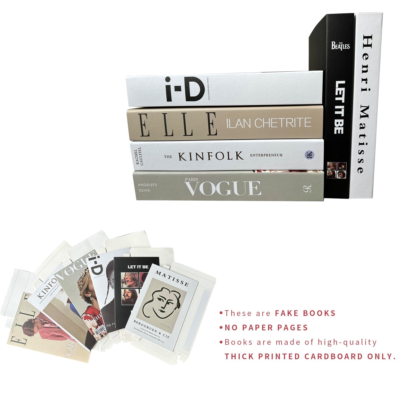 6 Pcs Fashion Decorative Books Foldable Fashion Styles CARDBOARD BOX