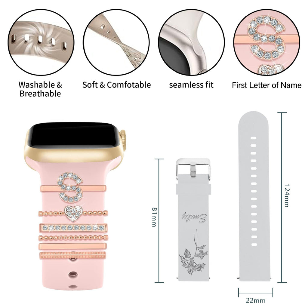 Personalized Birth Flower Watch Band, Customization Floral Engraved Bands