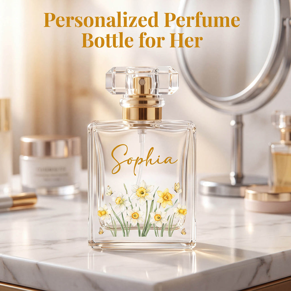 Personalized Floral Glass Perfume Bottle