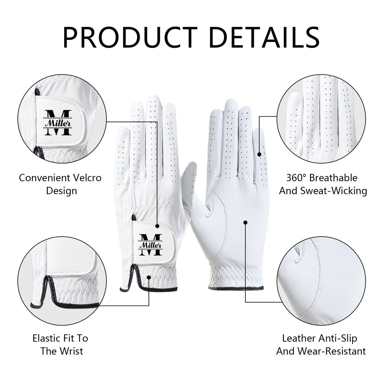 Personalized Custom Leather Golf Gloves | Unique Keepsake Gift for Golfers Dads & Coaches