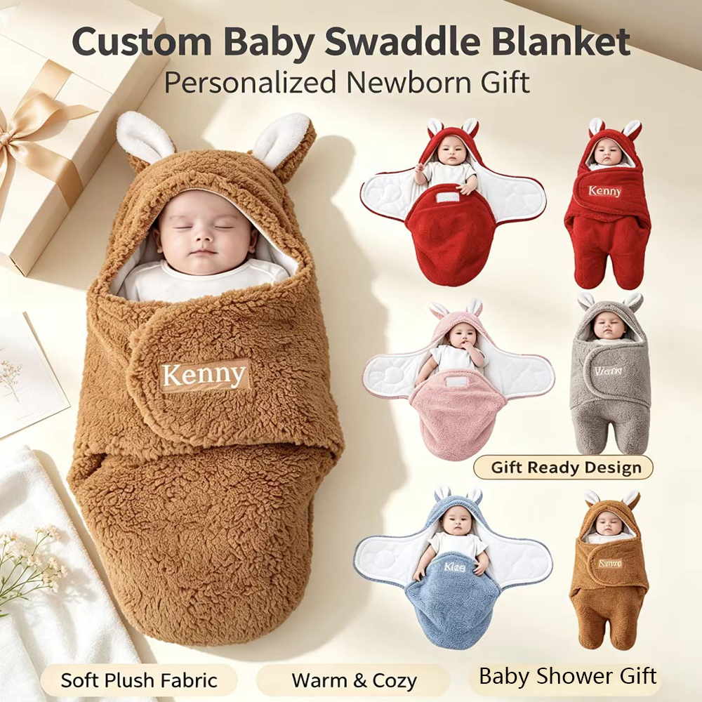 Personalised Embroidered Baby Swaddle Blanket | Meaningful Keepsake Gift for Baby Showers & Easter