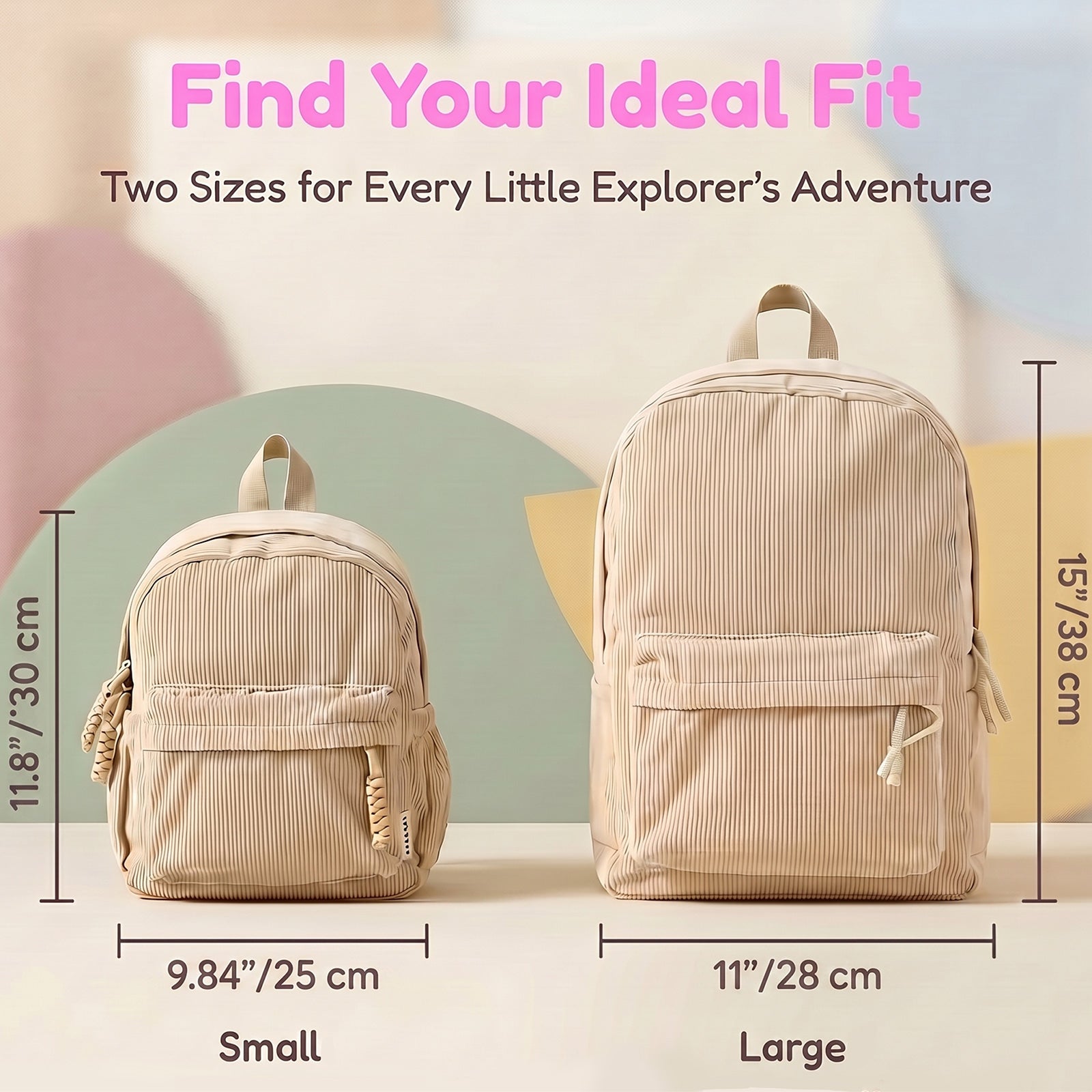 Personalized Name Toddler Backpack Custom Embroidered Kids Backpack Corduroy Small Mini School Bag for Preschool Kindergarten Birthday Back to School GiftS for Girls Boys 4-15 Years