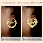 Personalized Bamboo Earrings for Women , Jewelry Gift for Women