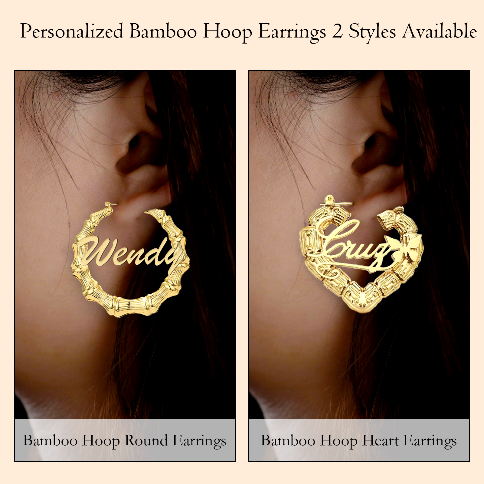 Personalized Bamboo Earrings for Women , Jewelry Gift for Women