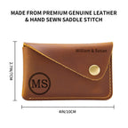 Personalised Leather Card Holder, Custom Credit Card Wallet, Leather Front Pocket Minimalist Card Case