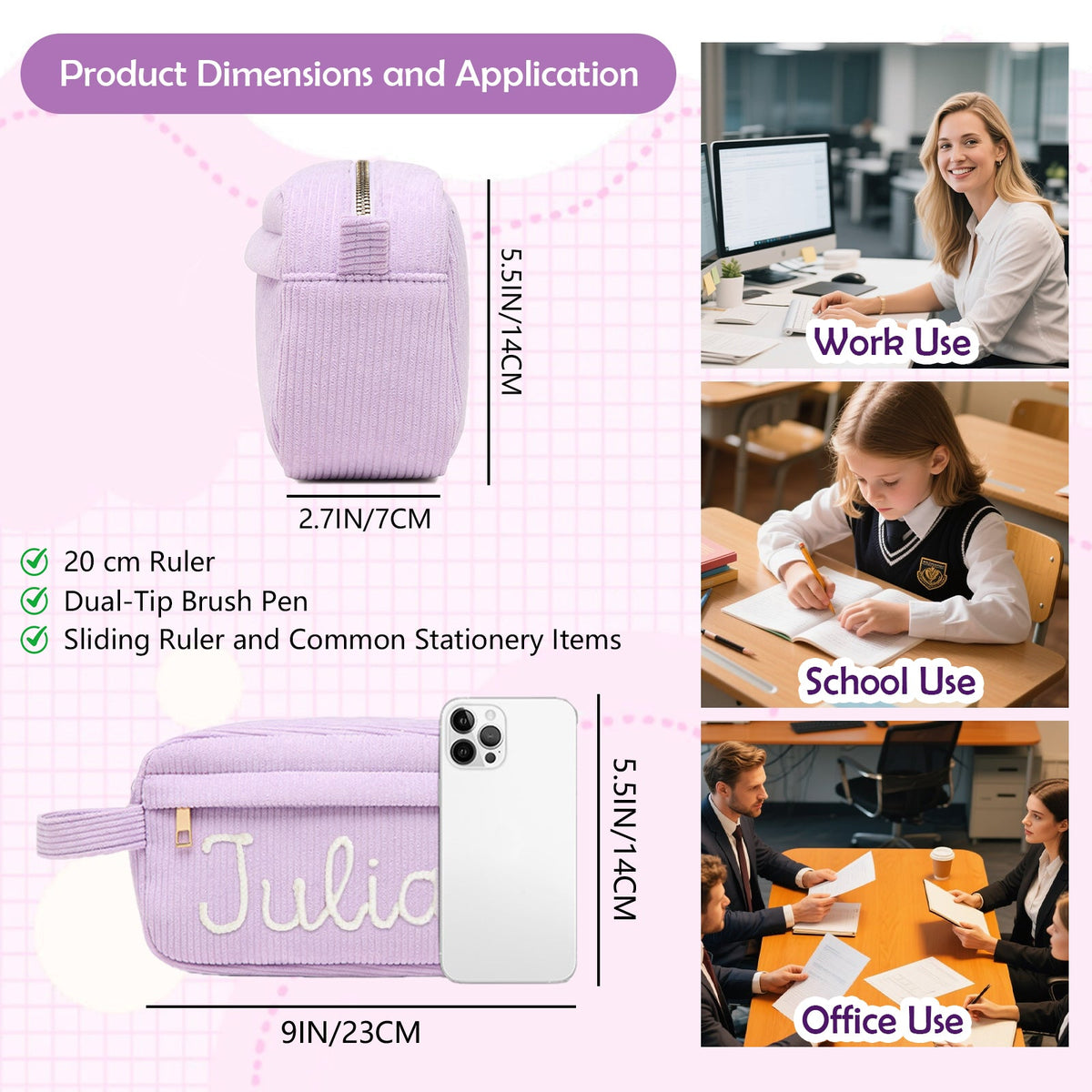 Personalized Kids Pencil Pouch for Back to School