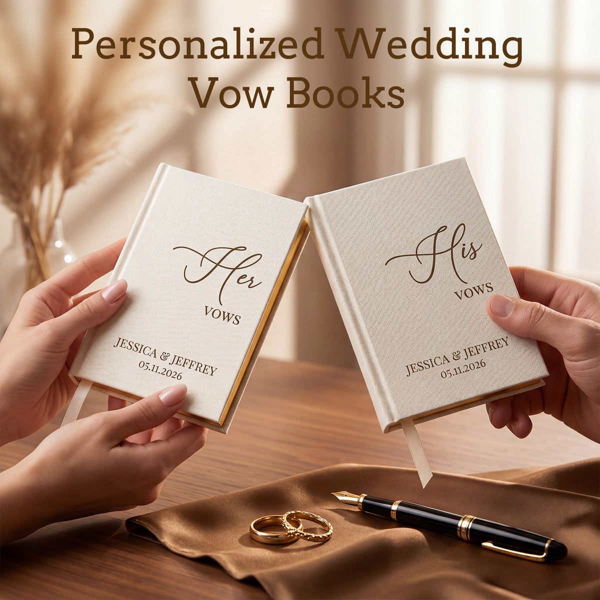 Linen Hardcover Wedding Vow Books Set