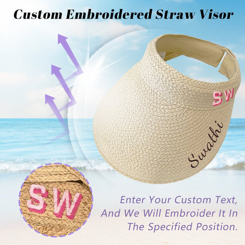 Custom Embroidered Straw Visor Sun Hat Gift