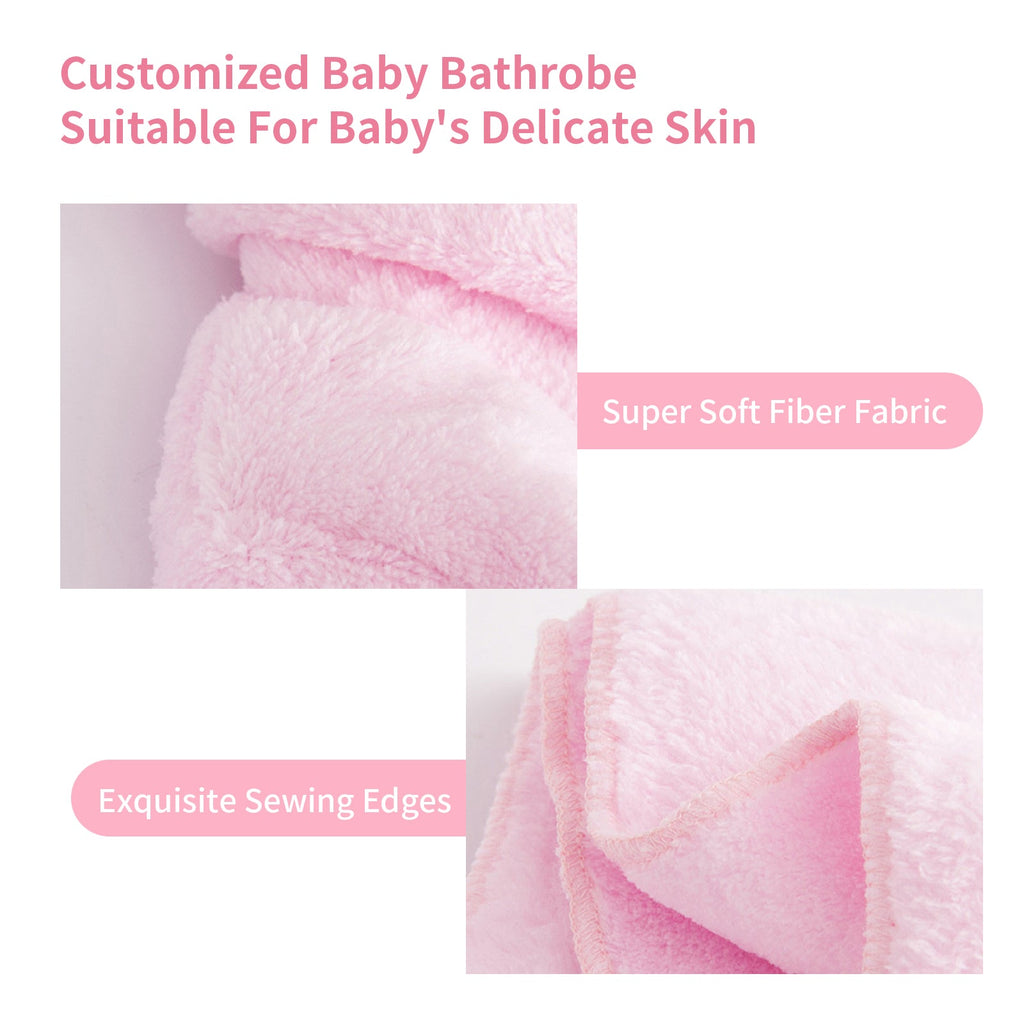 Personalized Baby Robe with Embroidery Name Custom Baby Bath Robe for Girls and Boys with Washcloth or Slippers Gift for Baby Showers Newborn Baby Gifts Birthday Gifts Baby Essentials(0-12 M)