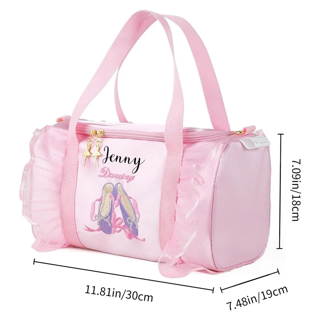 Personalized Kids Dance Ballet Bag Large Capacity Fashion Tote Bag Custom Dance Bag Waterproof Kids Travel Bag Pink Lace Bag for Girls Yoga Bag Dance Duffle Bag