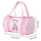 Personalized Kids Dance Ballet Bag Large Capacity Fashion Tote Bag Custom Dance Bag Waterproof Kids Travel Bag Pink Lace Bag for Girls Yoga Bag Dance Duffle Bag