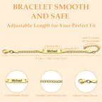 Personalized 18K Gold Plated Baby Name Bracelet Baby Id Protection Bracelet Adjustable Length Bracelet Baptism for Baby Birthstone Bracelets Gifts for Newborns Children New Parents