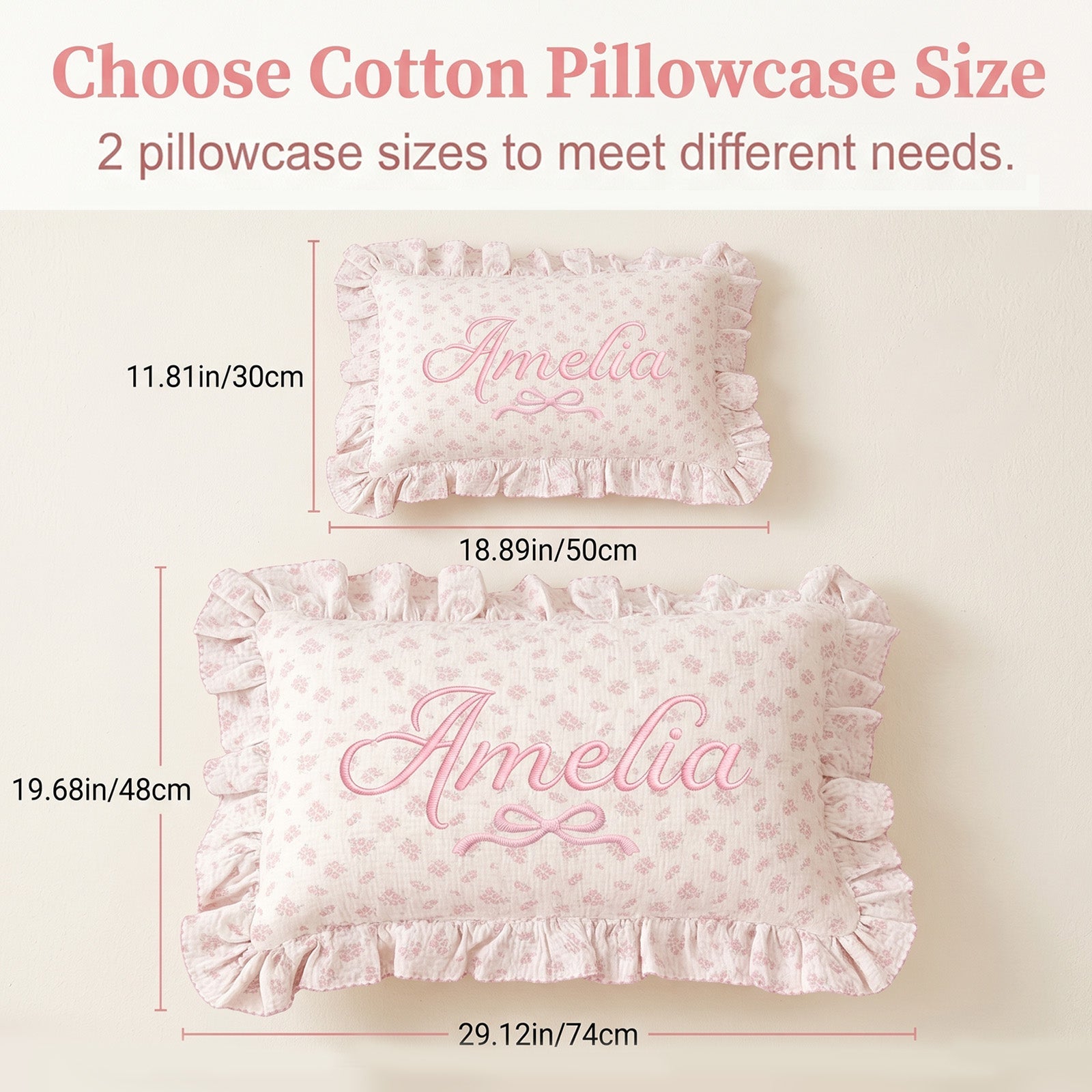Personalized Muslin Toddler Pillowcase 100% Cotton Baby Pillows Cover with Embroidered Name Crib Nursery Pillowcase for Boys Girls Envelope Closure Newborn Gifts for Baby Showers Birthday
