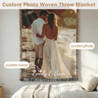 Personalized Blanket with Picture Text Custom Blanket for Mom Dad Couple Girlfriend Boyfriend Husband & Wife Home Decor Woven Tapestry Pet Memorial Blanket Gift for Wedding Anniversary