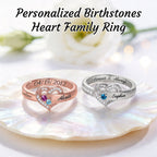 Personalized Heart Birthstone Ring 1-8 Birthstones and Name