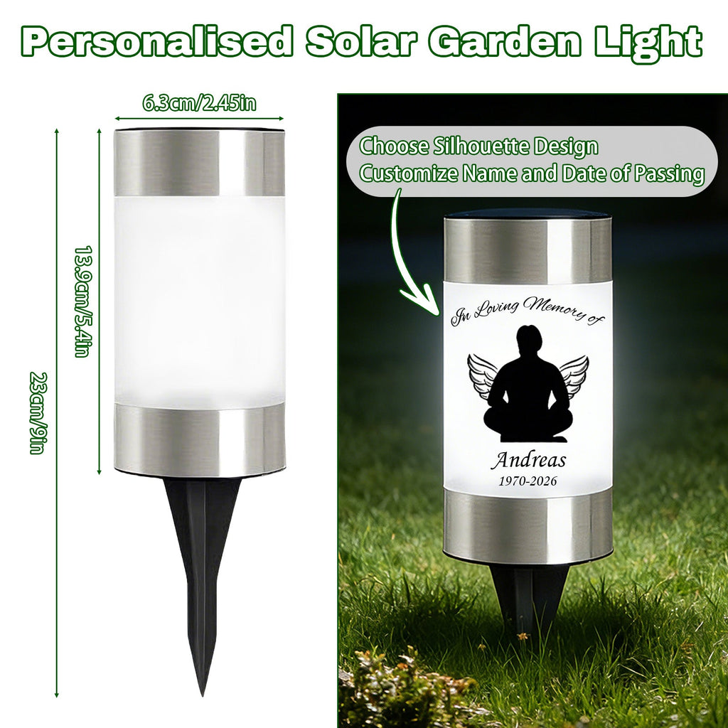 Personalized Solar Lights for Cemetery Custom Name & Date on Solar Light LED Waterproof Lamp for Outdoor Garden Balcony Yard Memorial Remembrance Gifts for Loved Ones Grave Decoration