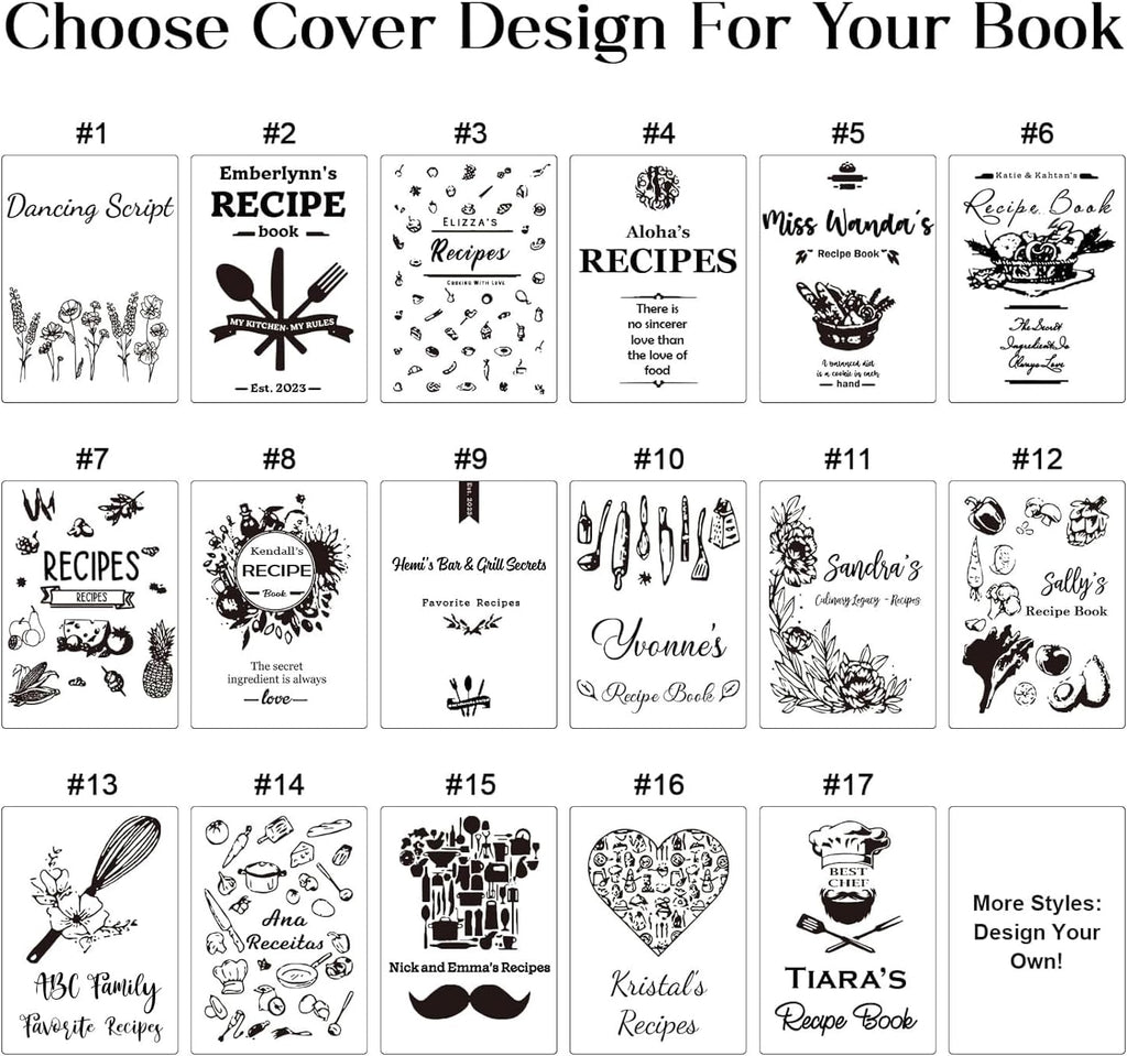 Handmade Leather Recipe Book, Personalized Engraving Name Journal Notebook