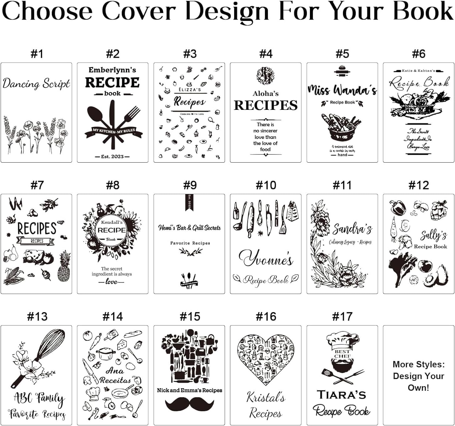 Handmade Leather Recipe Book, Personalized Engraving Name Journal Notebook