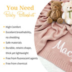 Personalized Baby Blanket with Embroidery Name, Custom Knit Baby Blanket, 40 * 30inch Soft Knitted Baby Strollers Blanket