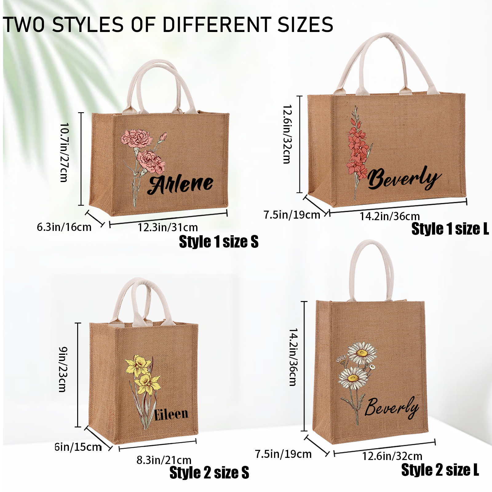 Personalized Tote Bag for Women-Customize Birth Flower Handbag