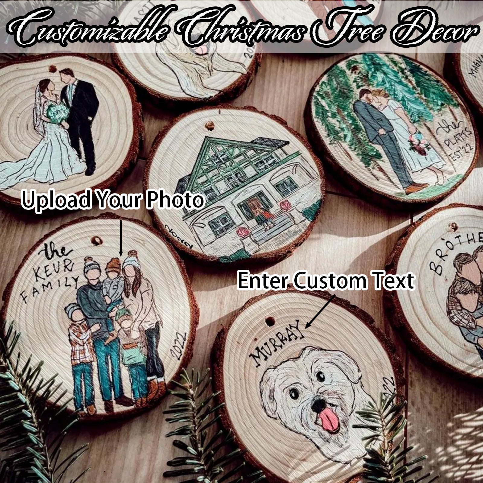 Personalized Family Portrait Xmas Ornament Gift