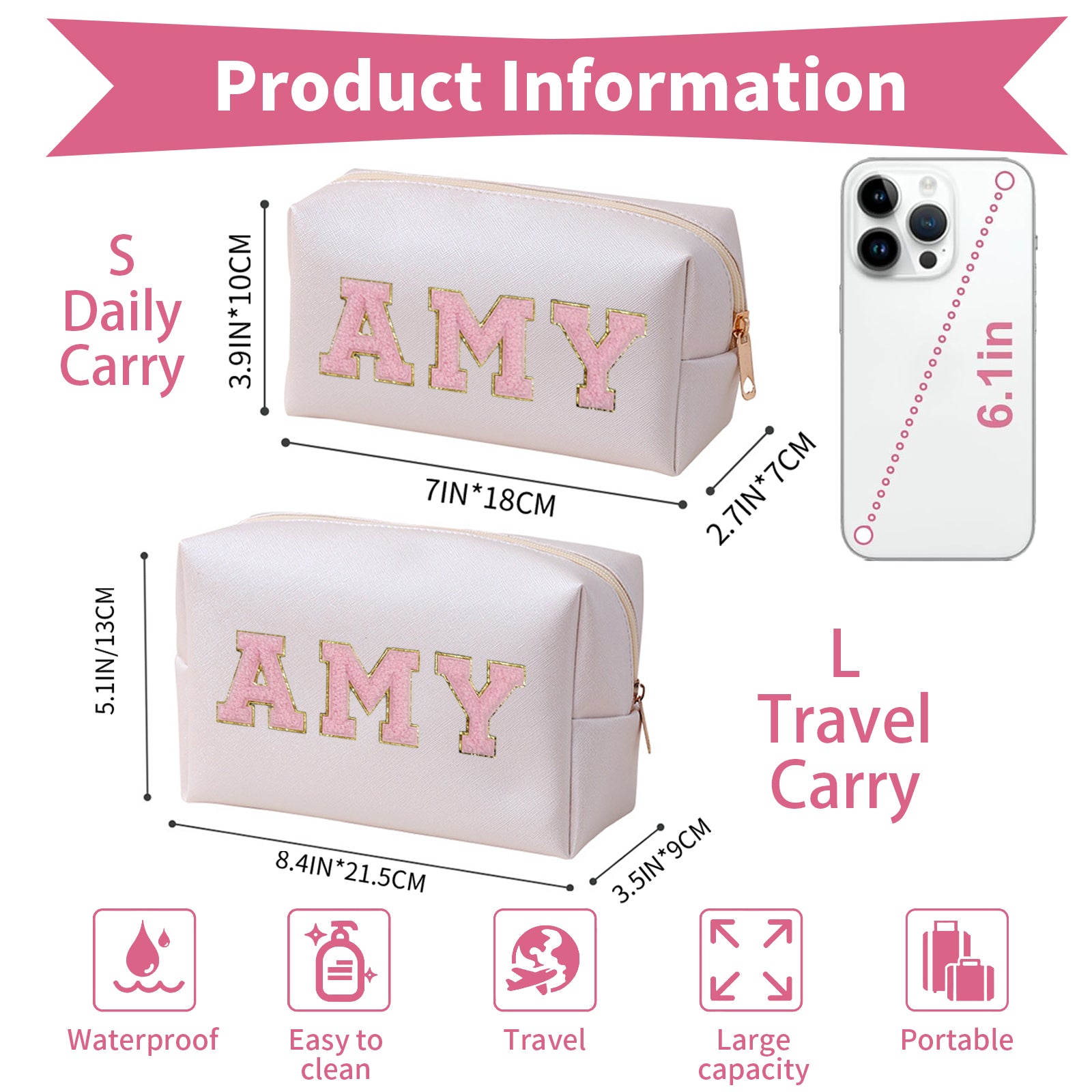 Personalized Preppy Makeup Bag