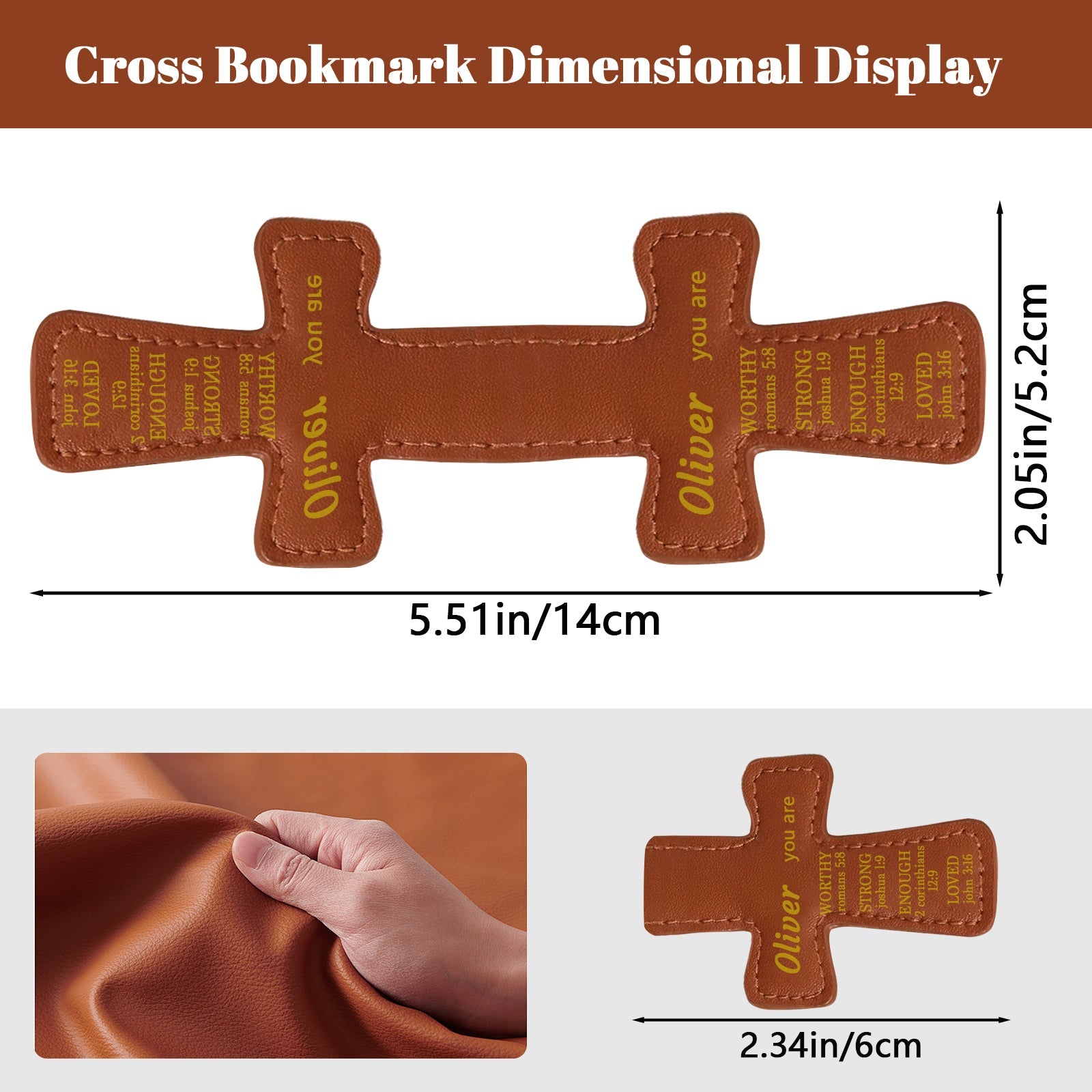 Personalized Magnetic Christian Bookmarks Custom PU Leather Bookmark with Name & Bible Verses Catholic Cross Book Marks Religious Gifts for Women Students Teachers Father Book Lovers