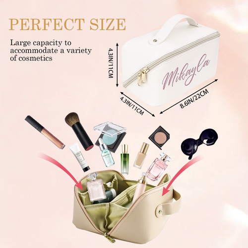 Custom Embroidered PU Travel Makeup Bag