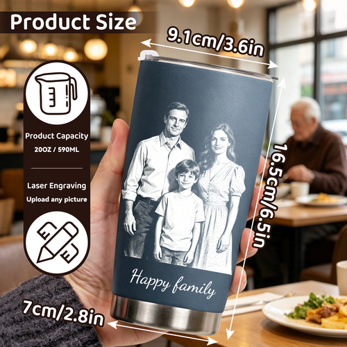 Custom Engraved Photo Text 20oz Tumbler