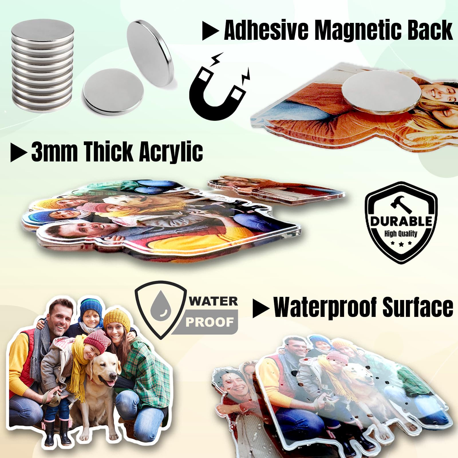 Custom Magnets for Fridge Personalized Acrylic Shaped Refrigerator Magnet with Photo Pet Portrait Waterproof Fridge Decal Home Decoration
