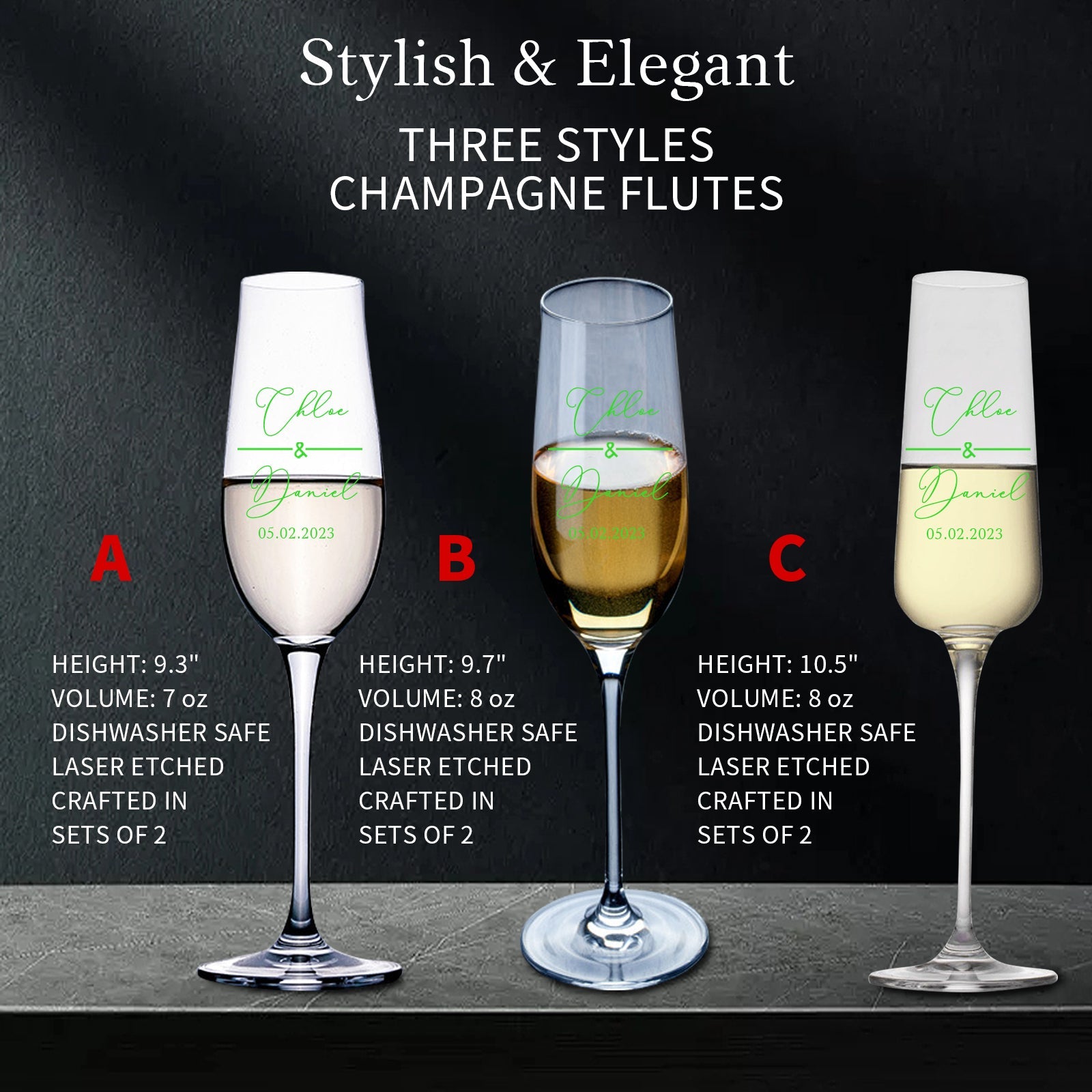 Personalized Champagne Glasses Set of 2