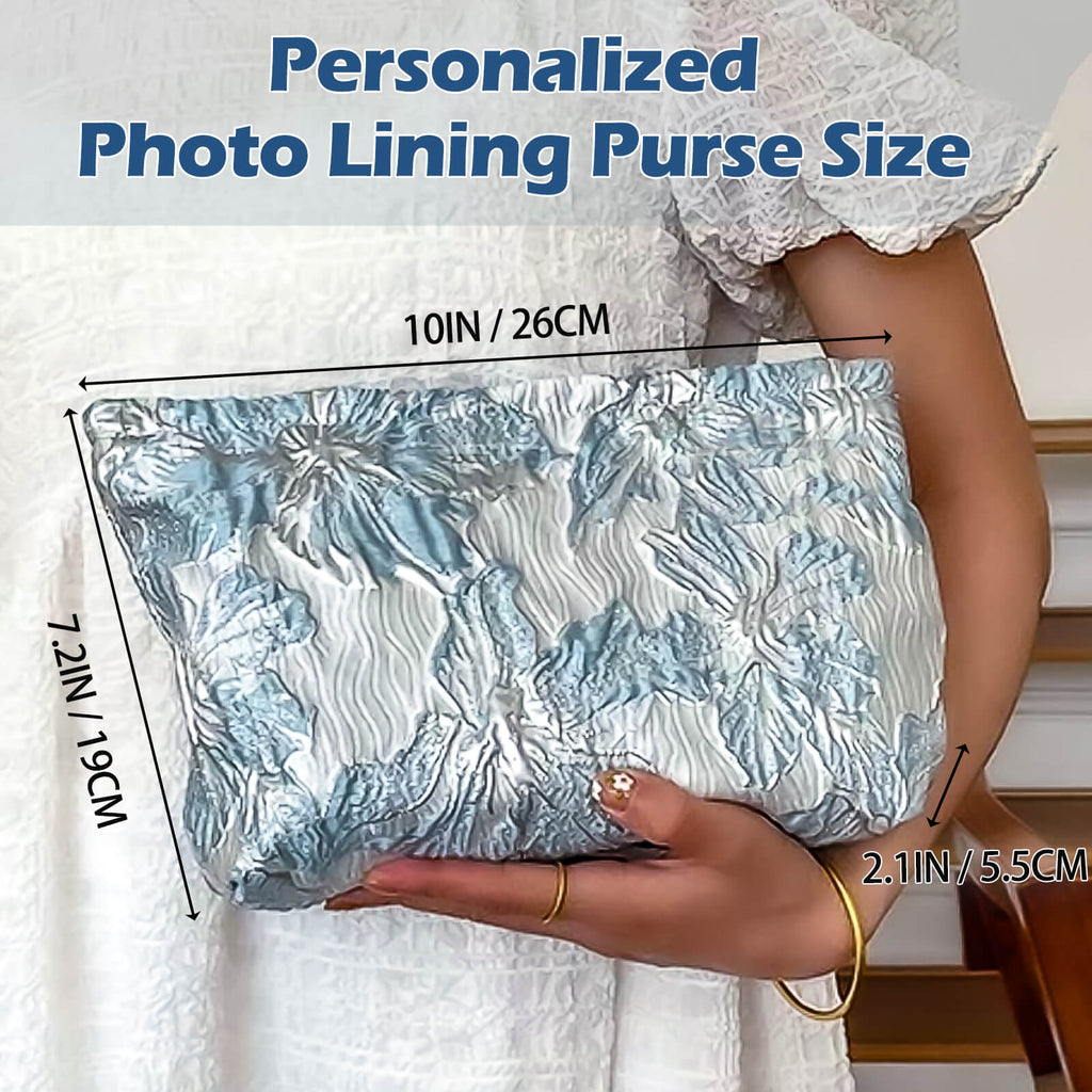 Personalized Photo Lining Purse Custom Wedding Clutch with Photo & Text Women's Evening Handbags Wedding Purse Gift for Mother Gifts for Mother’s Day Birthdays Anniversaries Christmas