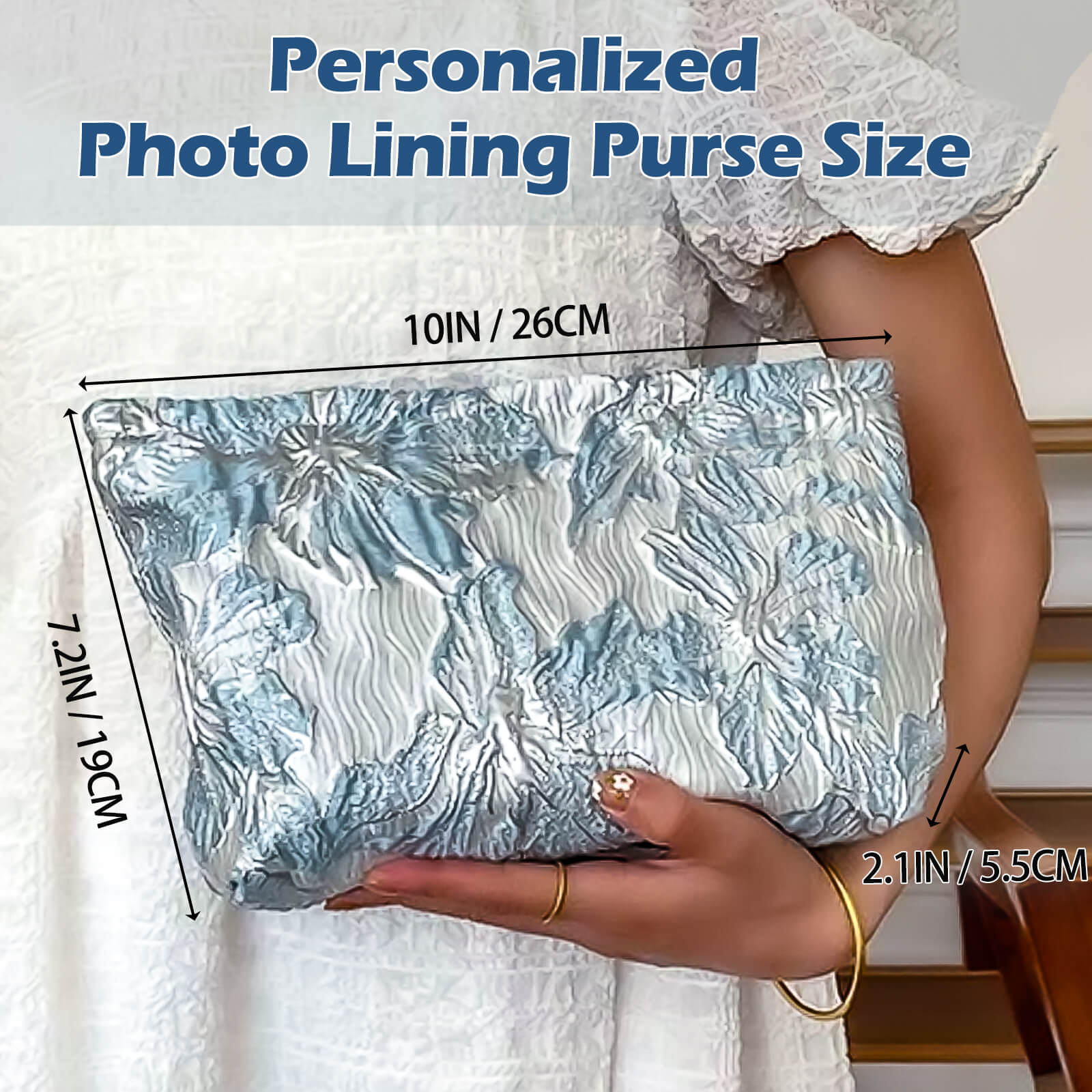 Personalized Photo Lining Purse Custom Wedding Clutch with Photo & Text Women's Evening Handbags Wedding Purse Gift for Mother Gifts for Mother’s Day Birthdays Anniversaries Christmas