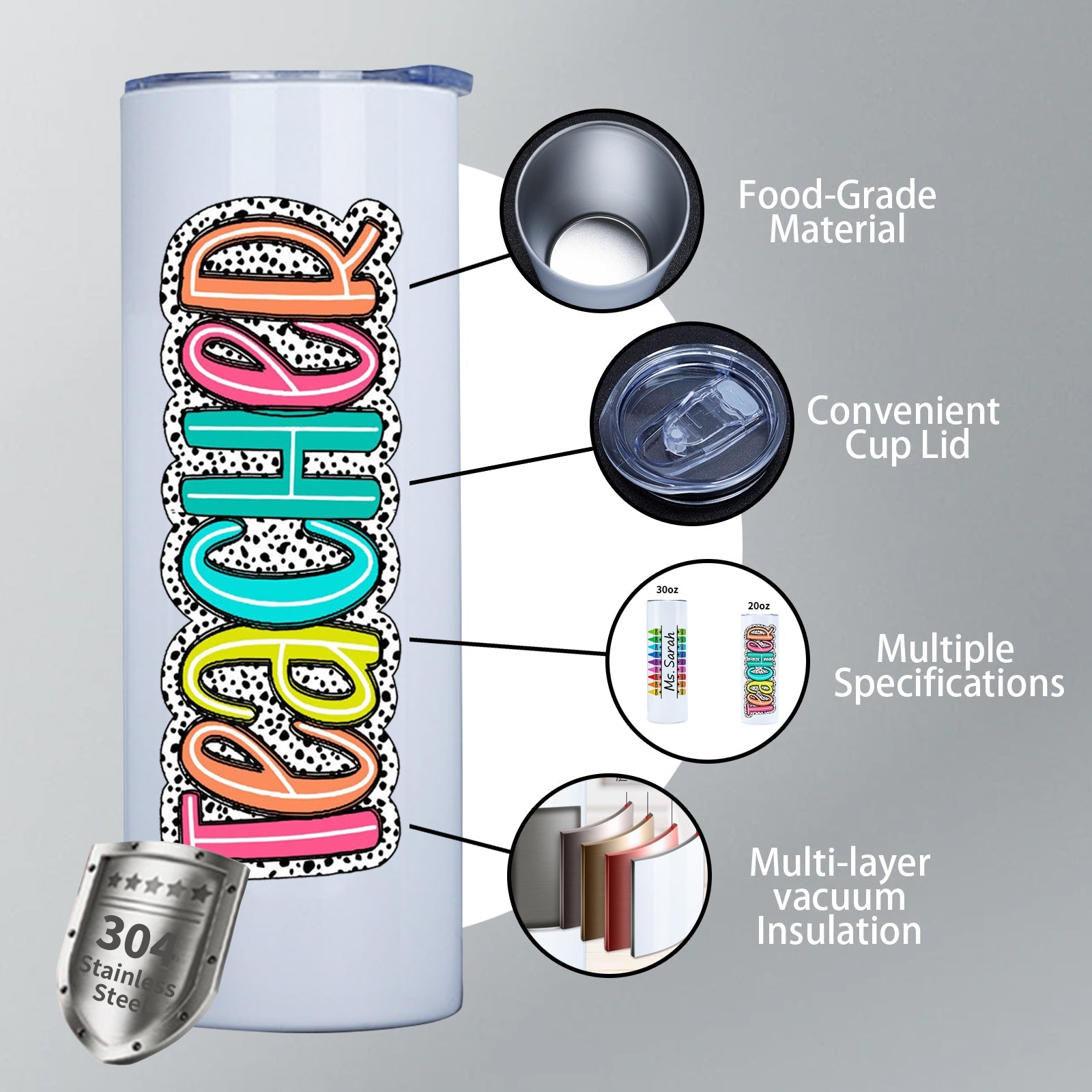 Personalized Teacher Tumbler, Teacher Appreciation Cup, Gifts for Teachers Women