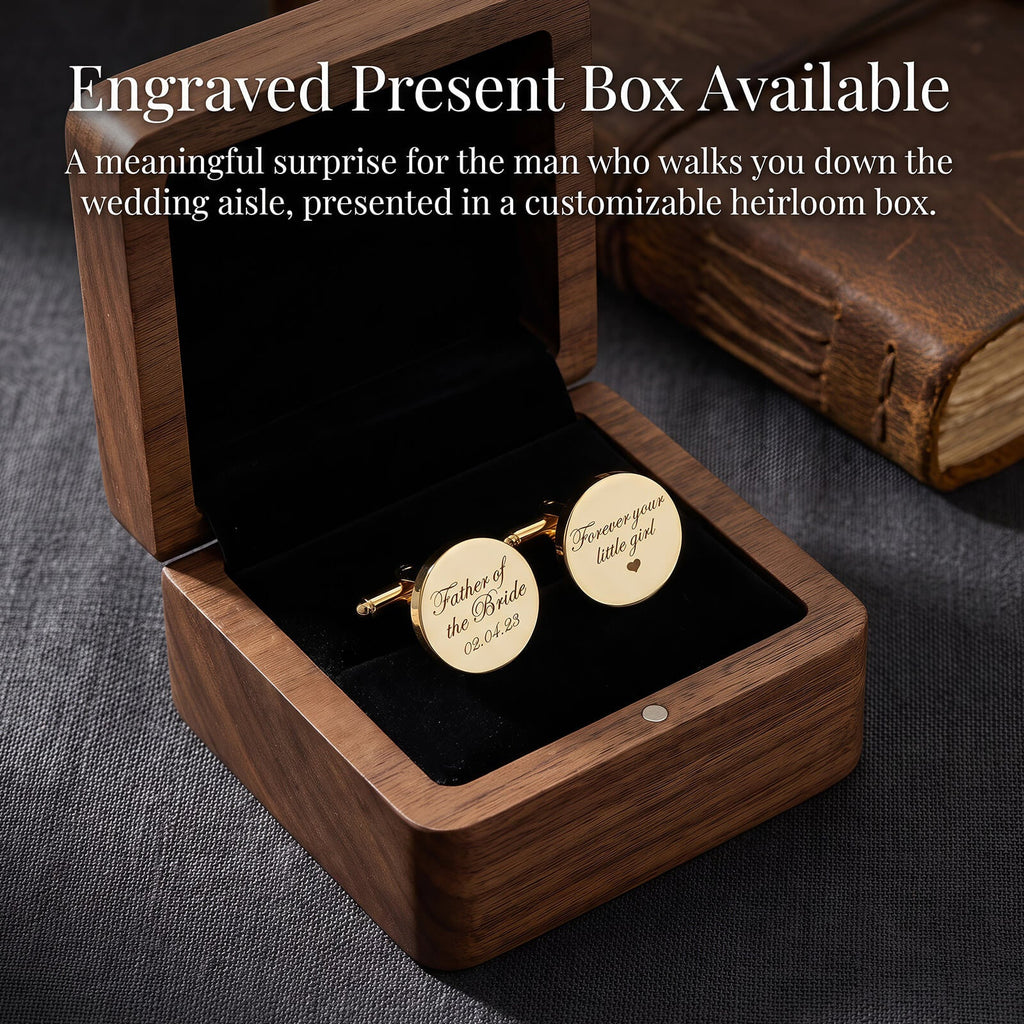 Personalized Father of the Bride Cufflinks Custom Engraved Cufflinks Forever Your Little Girl Stainless Steel Cuff Links with Wood Gift Box Jewelry Gift for Father Wedding Gifts for Daddy