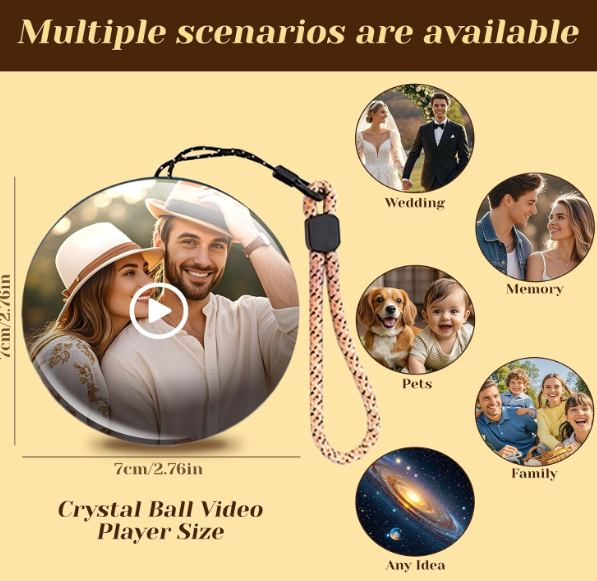 Memory Sphere Lamp Crystal Ball Video Player 2.8" Memory Orbs Ornament 4GB Uploadable Videos & Photos Personalized Unique Desk Night for Couples Friends Birthday Christmas (White Memory Orb WIFI)
