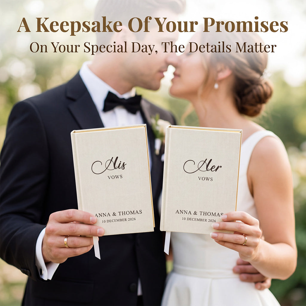 Linen Hardcover Wedding Vow Books Set