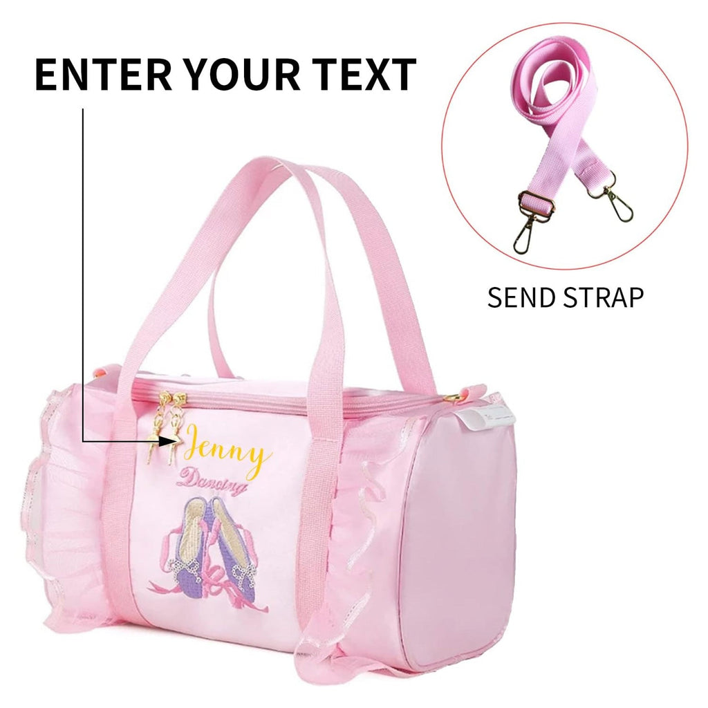 Personalized Kids Dance Ballet Bag Large Capacity Fashion Tote Bag Custom Dance Bag Waterproof Kids Travel Bag Pink Lace Bag for Girls Yoga Bag Dance Duffle Bag