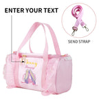 Personalized Kids Dance Ballet Bag Large Capacity Fashion Tote Bag Custom Dance Bag Waterproof Kids Travel Bag Pink Lace Bag for Girls Yoga Bag Dance Duffle Bag