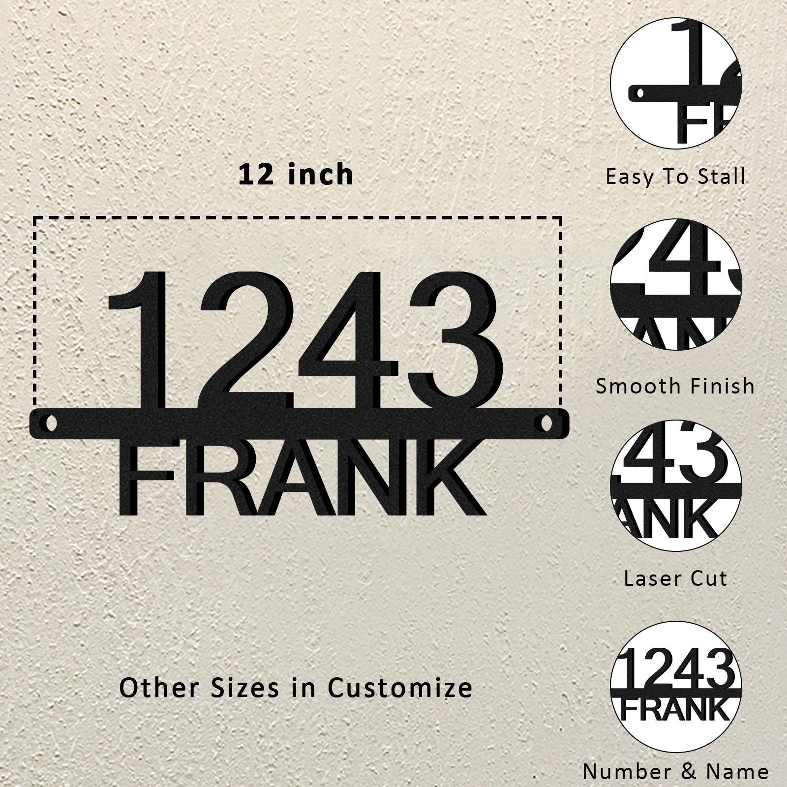 Personalized Metal House Numbers, Custom Address Sign for Outside