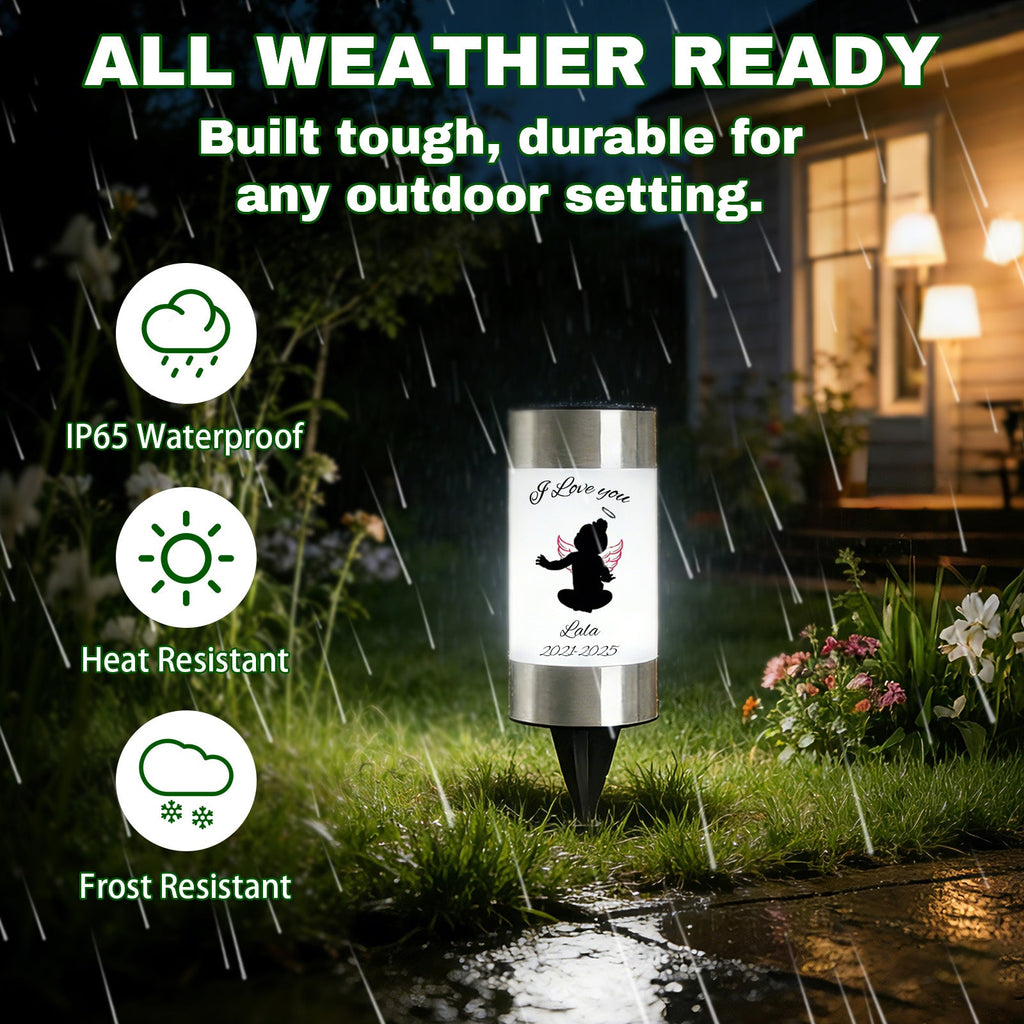 Personalized Solar Lights for Cemetery Custom Name & Date on Solar Light LED Waterproof Lamp for Outdoor Garden Balcony Yard Memorial Remembrance Gifts for Loved Ones Grave Decoration