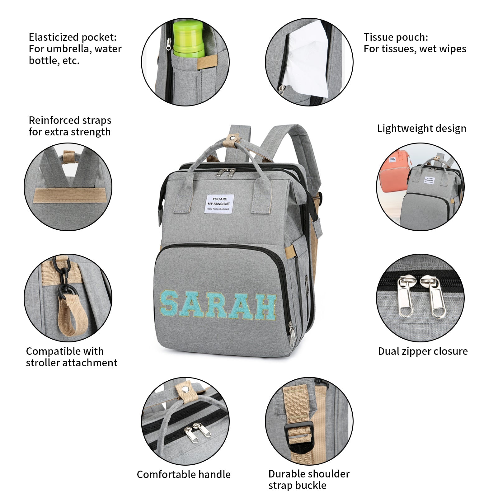 Personalized Diaper Bag Backpack