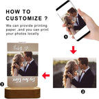 Personalized Photo Lamp 3D LED Light with Pen Writing Your Words Custom Light Up Sign Acrylic Plaque Wooden Base Night Light Table Lamp for Mom Dad Boys Girls Birthday Anniversary Wedding Gift
