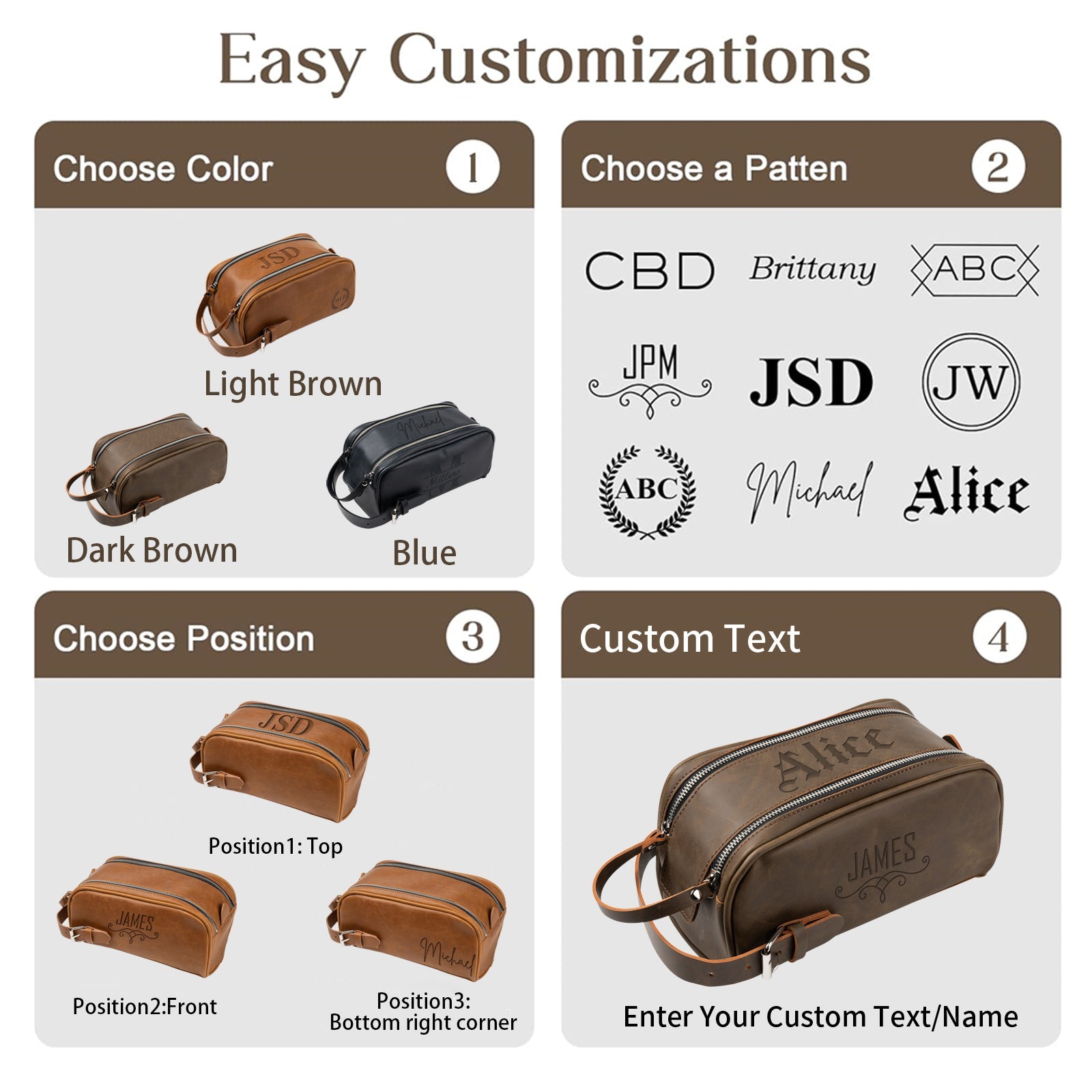 Personalized Thickened Vegan Leather Toiletry Bag